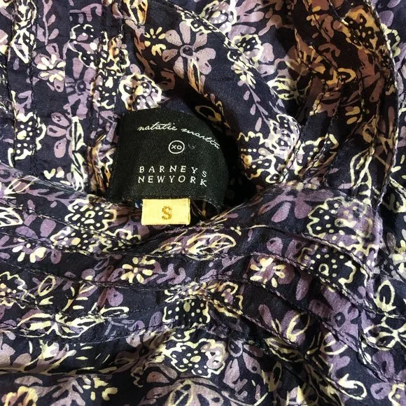 Natalie Martin for Barneys New York 100% Silk Purple Floral Midi Dress -Size S - Picture 3 of 6